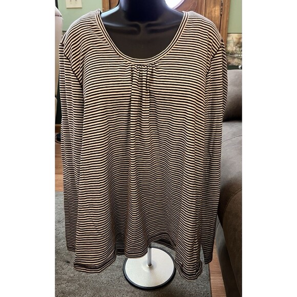 Tommy Hilfiger Tops - Tommy Hilfiger Women’s Striped Brown & Gold Stripe Long Sleeve Top 3XL